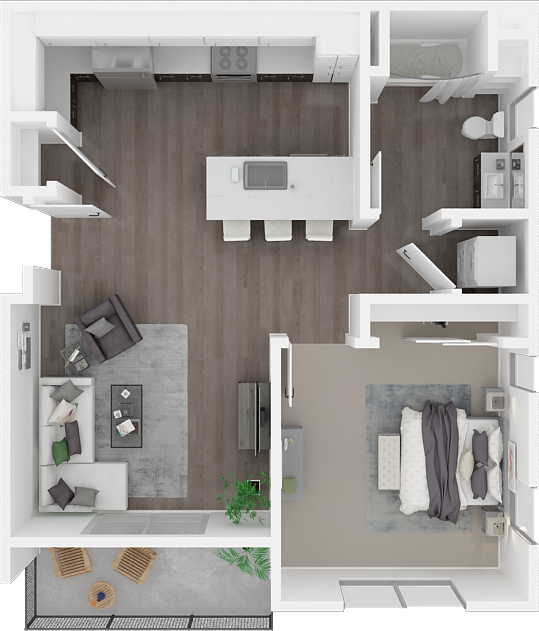 Floor plan for 1 bed, 1 bath, 720 sqft